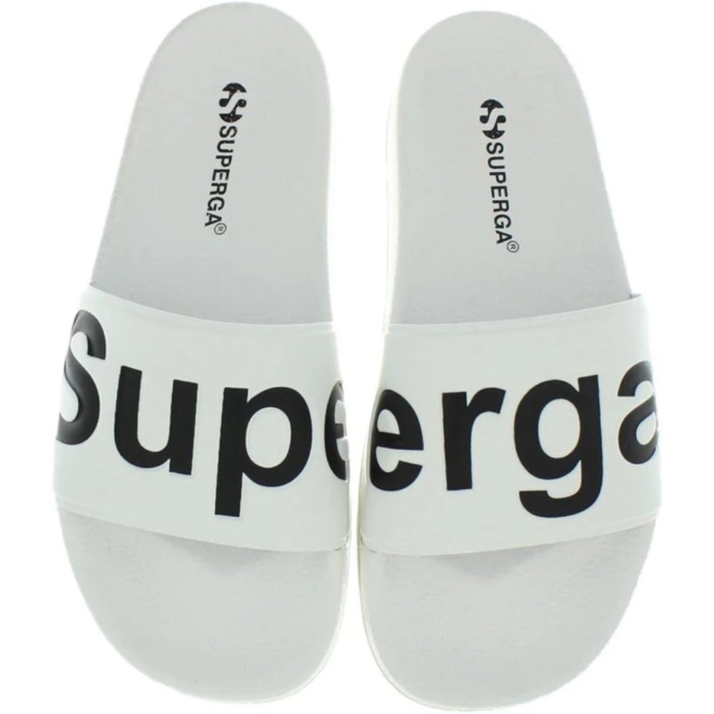 New Superga Men's Black and White 1908 Signature Pool Slide Sandals Size 10